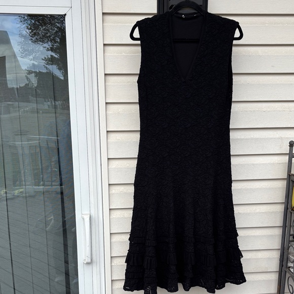 FUZZI Italy Ladies black Roses Floral Midi Dress-S-Wedding-Holidays-Gorgeous! - Picture 13 of 16